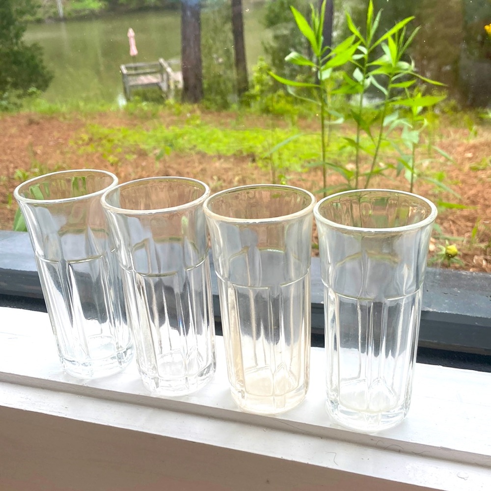 Federal vintage depression Glass Tumbler Set - marked f on bottom.